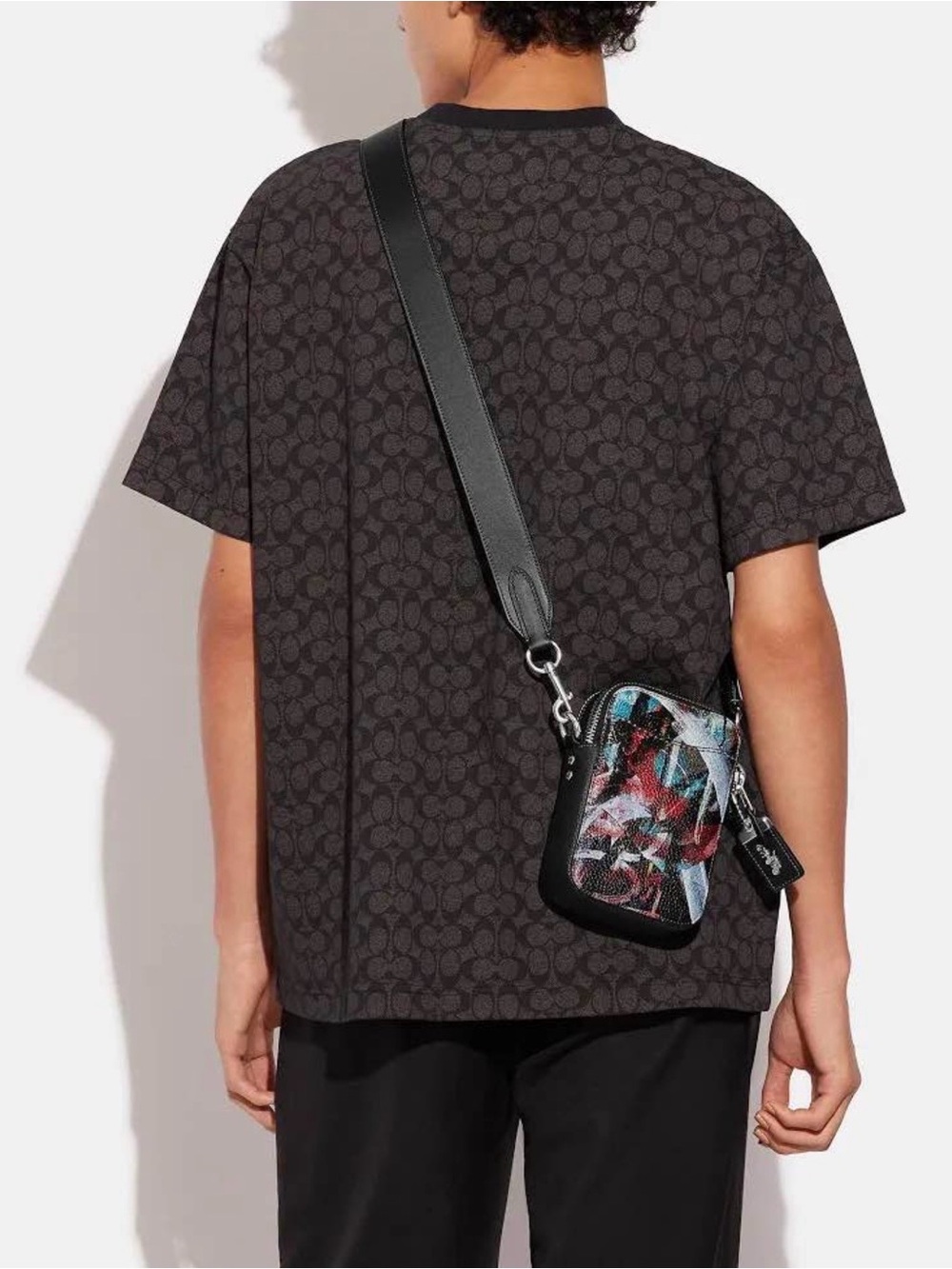 Coach Men’s Rogue Black Crossbody Bag with Multicolor Graphic